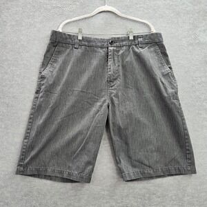 Fox Men Shorts 38 Gray Striped Pockets High Rise Embroidered 11 in Inseam Casual